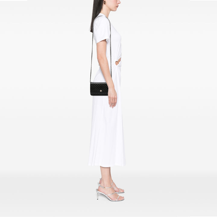 Microquilted Lambskin Wallet On Chain Black - Gaby Paris