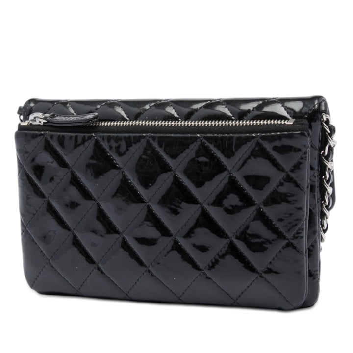 Chanel CC Matelassé Cuir verni à rabat Sac porté croisé