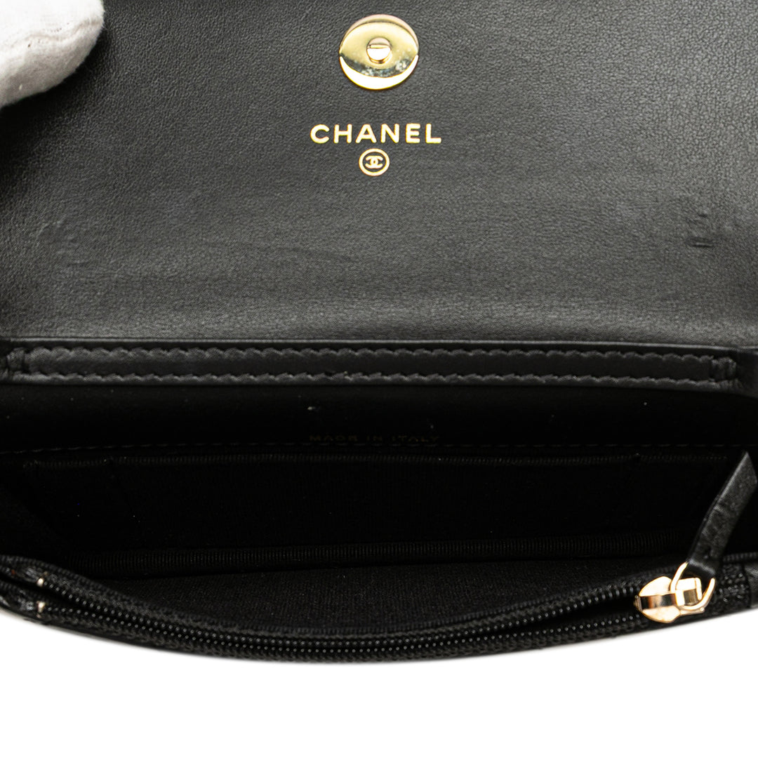 Quilted Calfskin Maxi Pearls Clutch With Chain Black - Gaby Paris