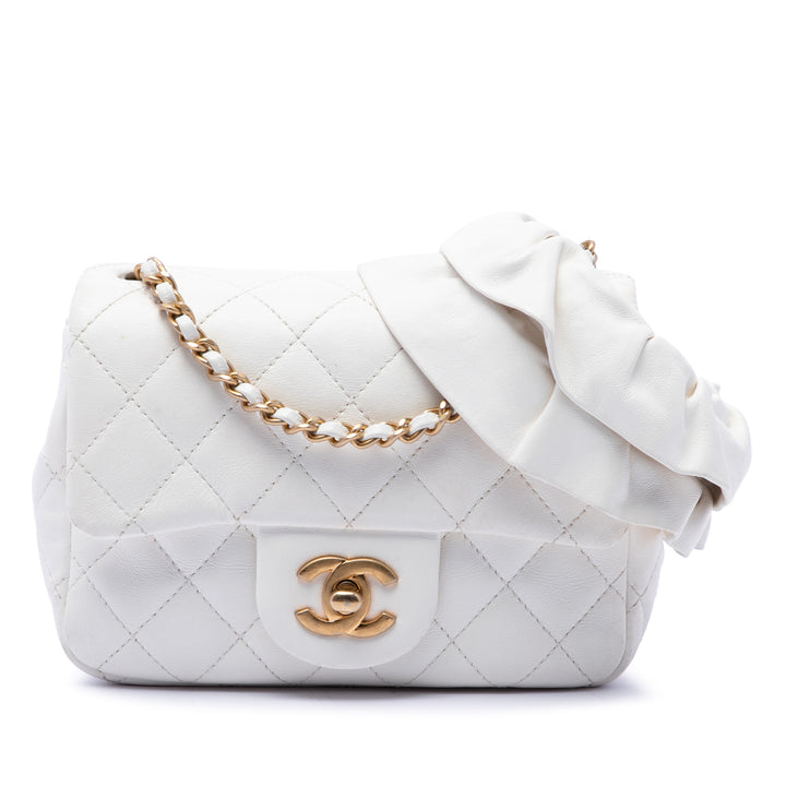 Chanel Mini Square Cuir d’agneau Romance Simple rabat