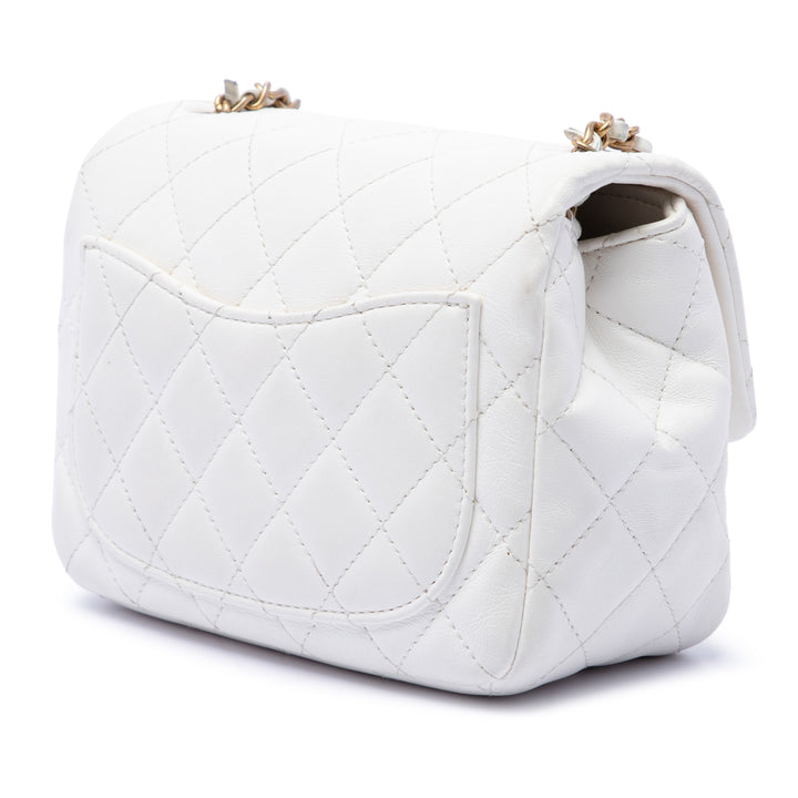 Chanel Mini Square Cuir d’agneau Romance Simple rabat