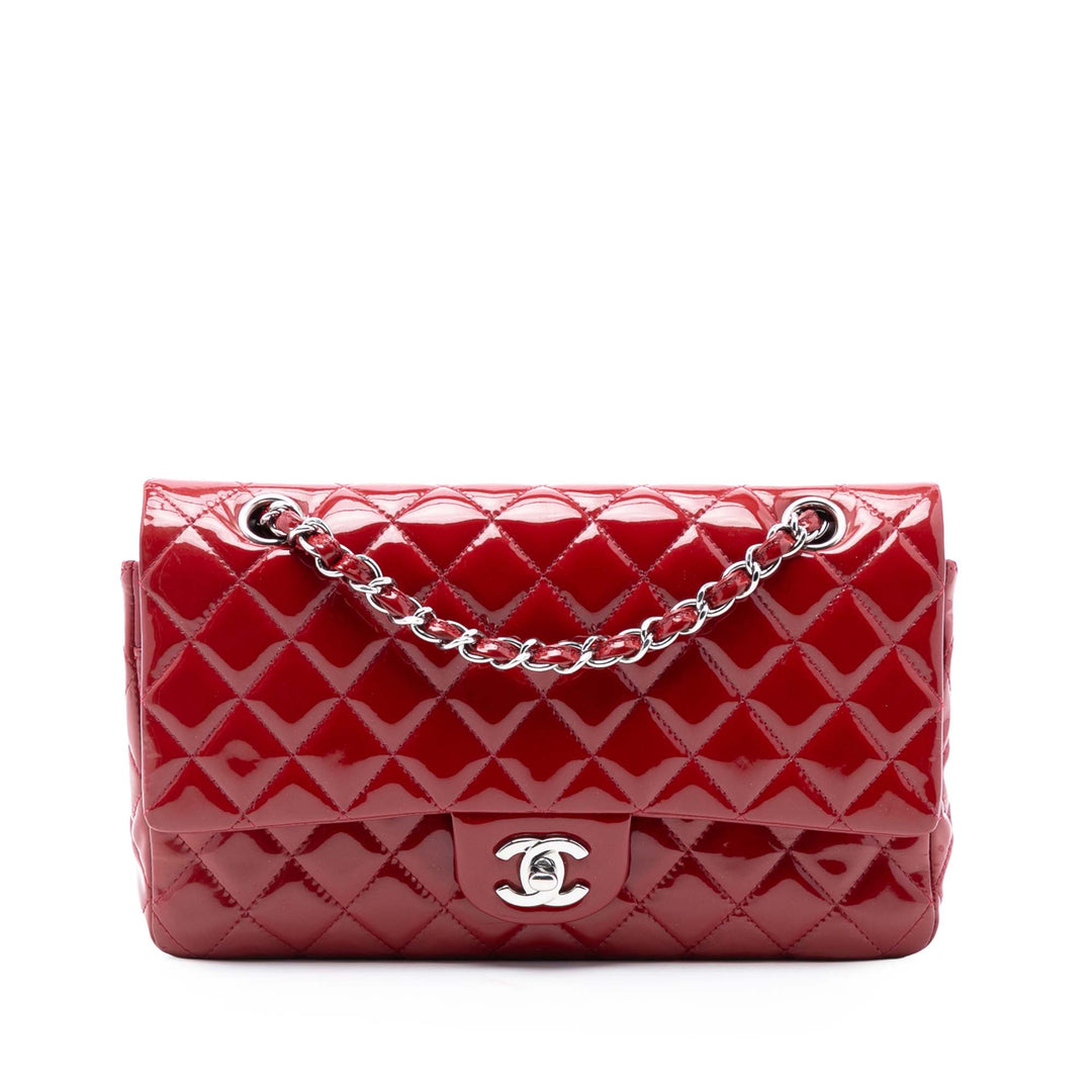 Chanel Medium Classic Cuir verni Double rabat