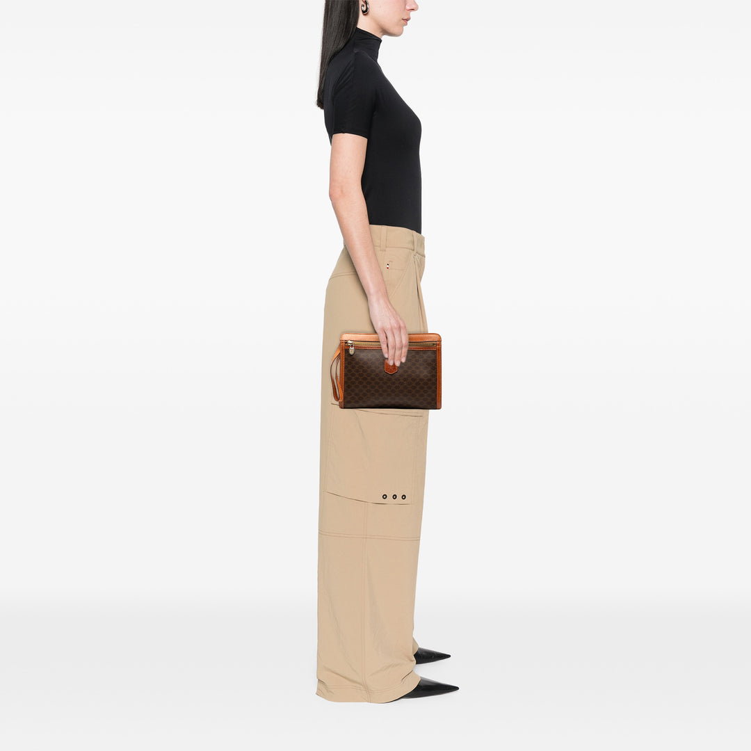 Celine Macadam Coated Toile Pochette Marron – GABY PARIS Authentique