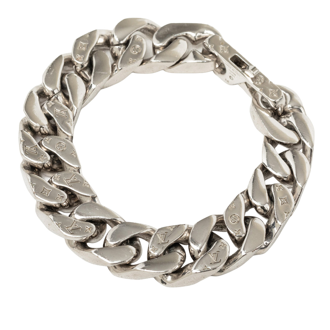 Louis Vuitton Bracelet Brass Chaîne Link Monogram Argenté – vue 2 – GABY PARIS