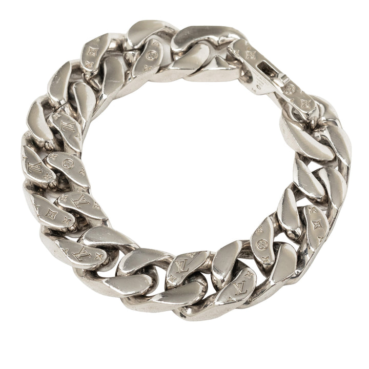 Louis Vuitton Bracelet Brass Chaîne Link Monogram Argenté – vue 2 – GABY PARIS
