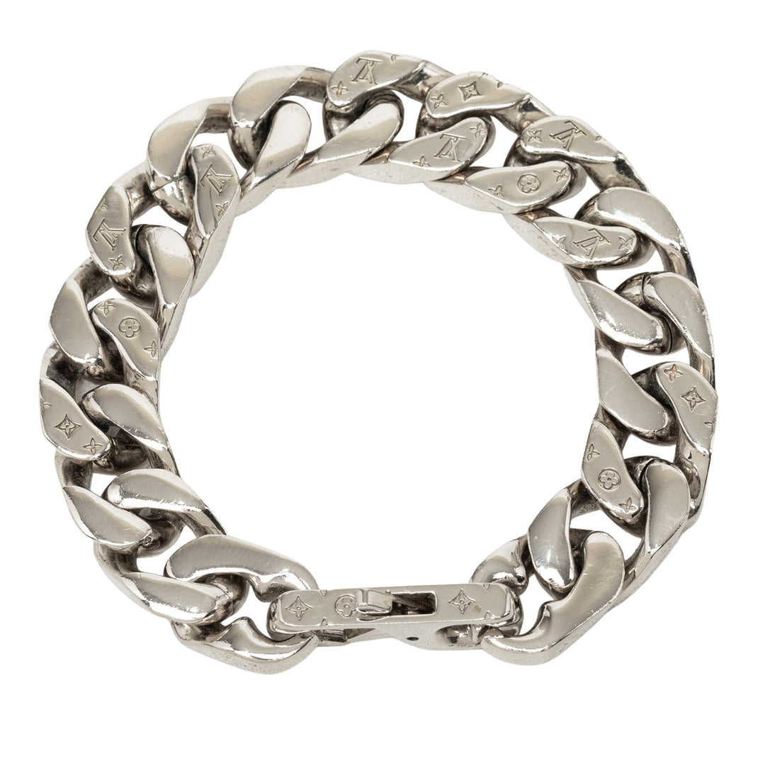 Louis Vuitton Bracelet Brass Chaîne Link Monogram Argenté – vue 3 – GABY PARIS