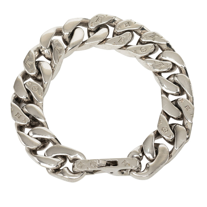 Louis Vuitton Bracelet Brass Chaîne Link Monogram Argenté – vue 3 – GABY PARIS