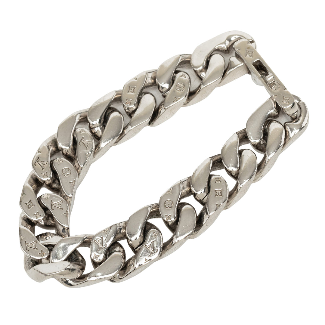 Louis Vuitton Bracelet Brass Chaîne Link Monogram Argenté – vue 4 – GABY PARIS