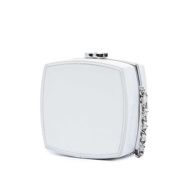 Chanel Cuir verni Cuir de chèvre Make Up Boîte Pochette avec chaîne