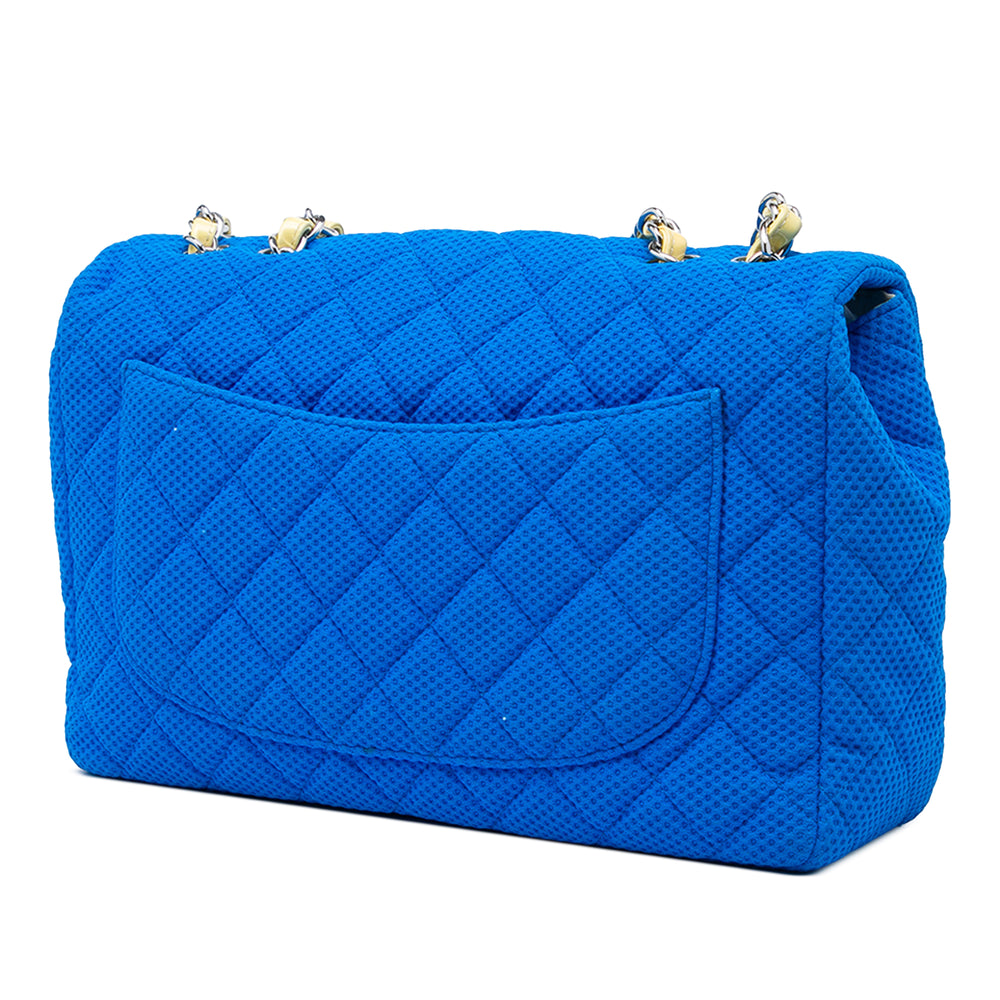 Chanel Classic perforé Jersey Rabat simple Jumbo Bleu – vue 2 – GABY PARIS