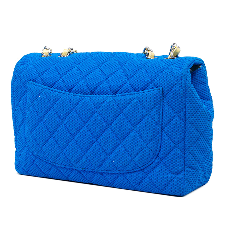Chanel Classic perforé Jersey Rabat simple Jumbo Bleu – vue 2 – GABY PARIS