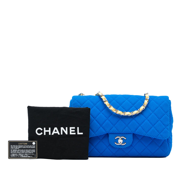 Chanel Classic perforé Jersey Rabat simple Jumbo Bleu – vue 6 – GABY PARIS