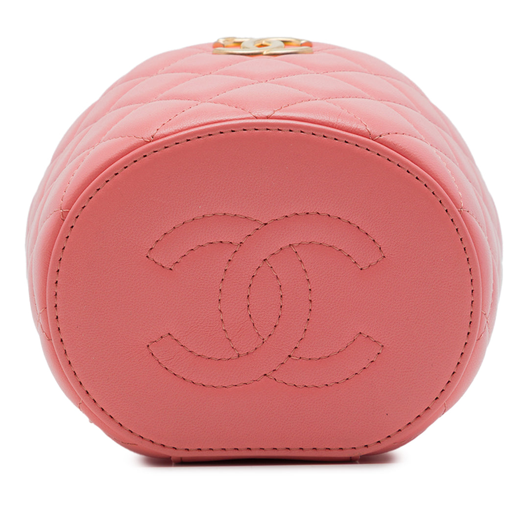 Chanel Matelassé Afternoon Tea Vanity avec chaîne Cuir d'agneau Rose – vue 3 – GABY PARIS