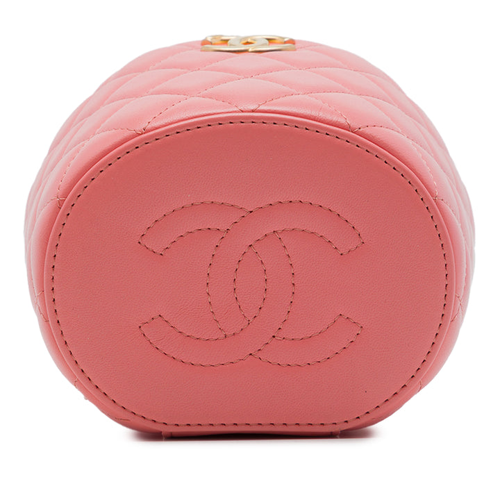 Chanel Matelassé Afternoon Tea Vanity avec chaîne Cuir d'agneau Rose – vue 3 – GABY PARIS