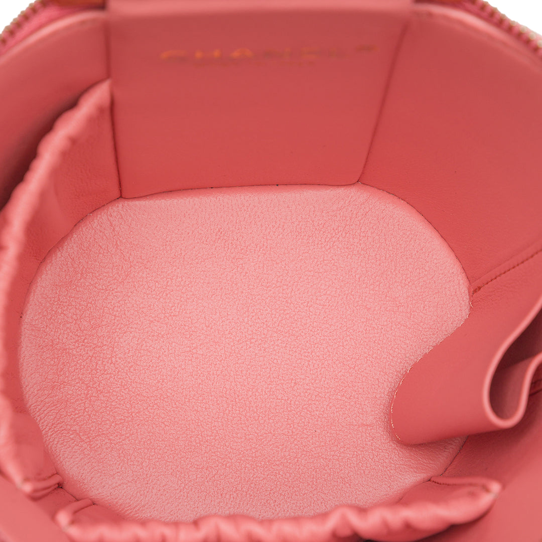 Chanel Matelassé Afternoon Tea Vanity avec chaîne Cuir d'agneau Rose – vue 4 – GABY PARIS