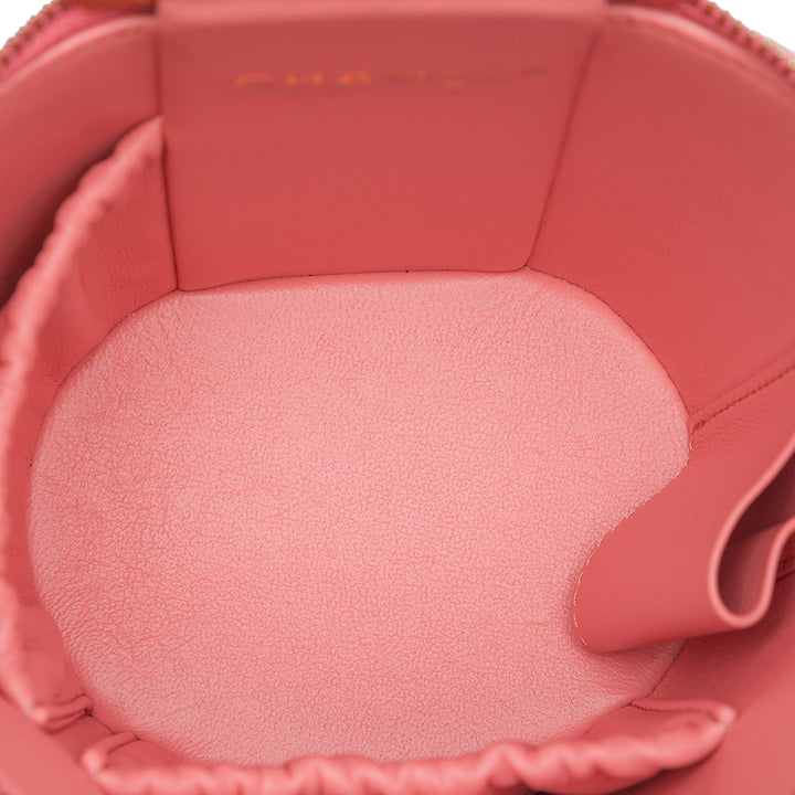 Chanel Matelassé Afternoon Tea Vanity avec chaîne Cuir d'agneau Rose – vue 4 – GABY PARIS