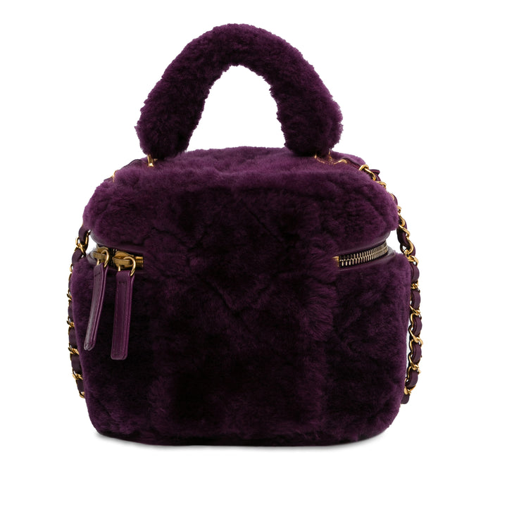 Small Quilted Shearling Vanity Case Purple - Gaby Paris