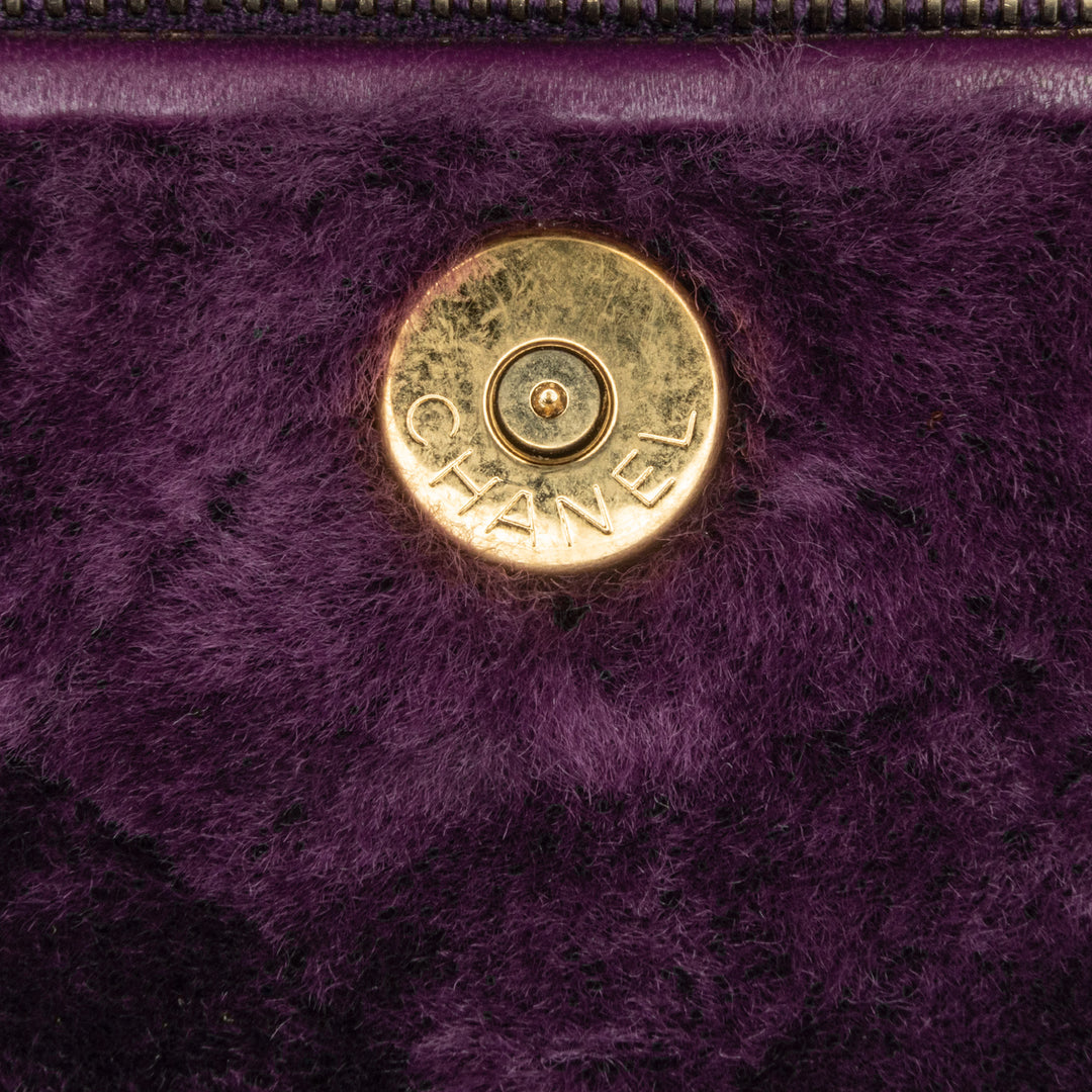 Small Quilted Shearling Vanity Case Purple - Gaby Paris