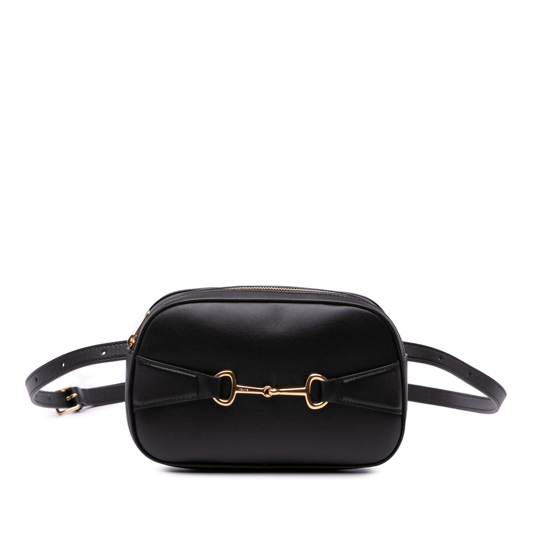 Leather Crecy Belt Bag Black - Gaby Paris