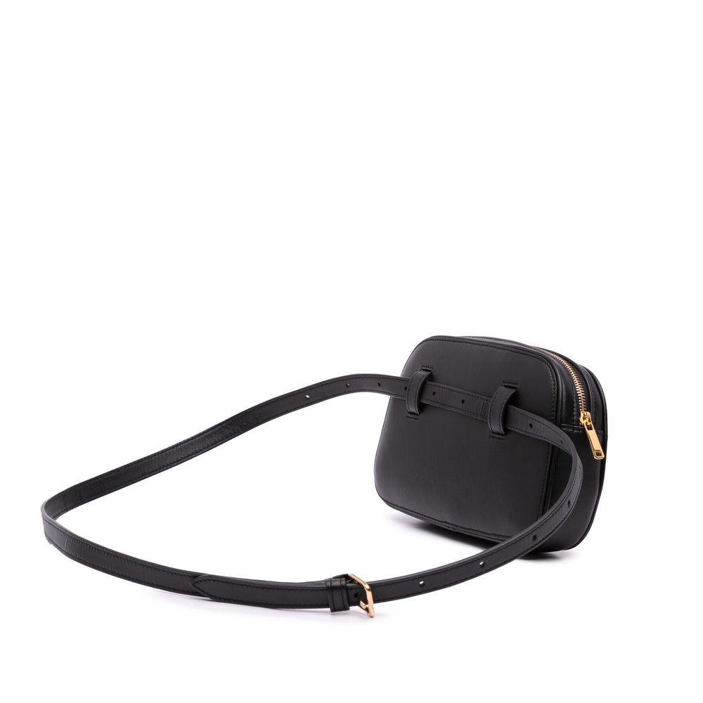 Leather Crecy Belt Bag Black - Gaby Paris