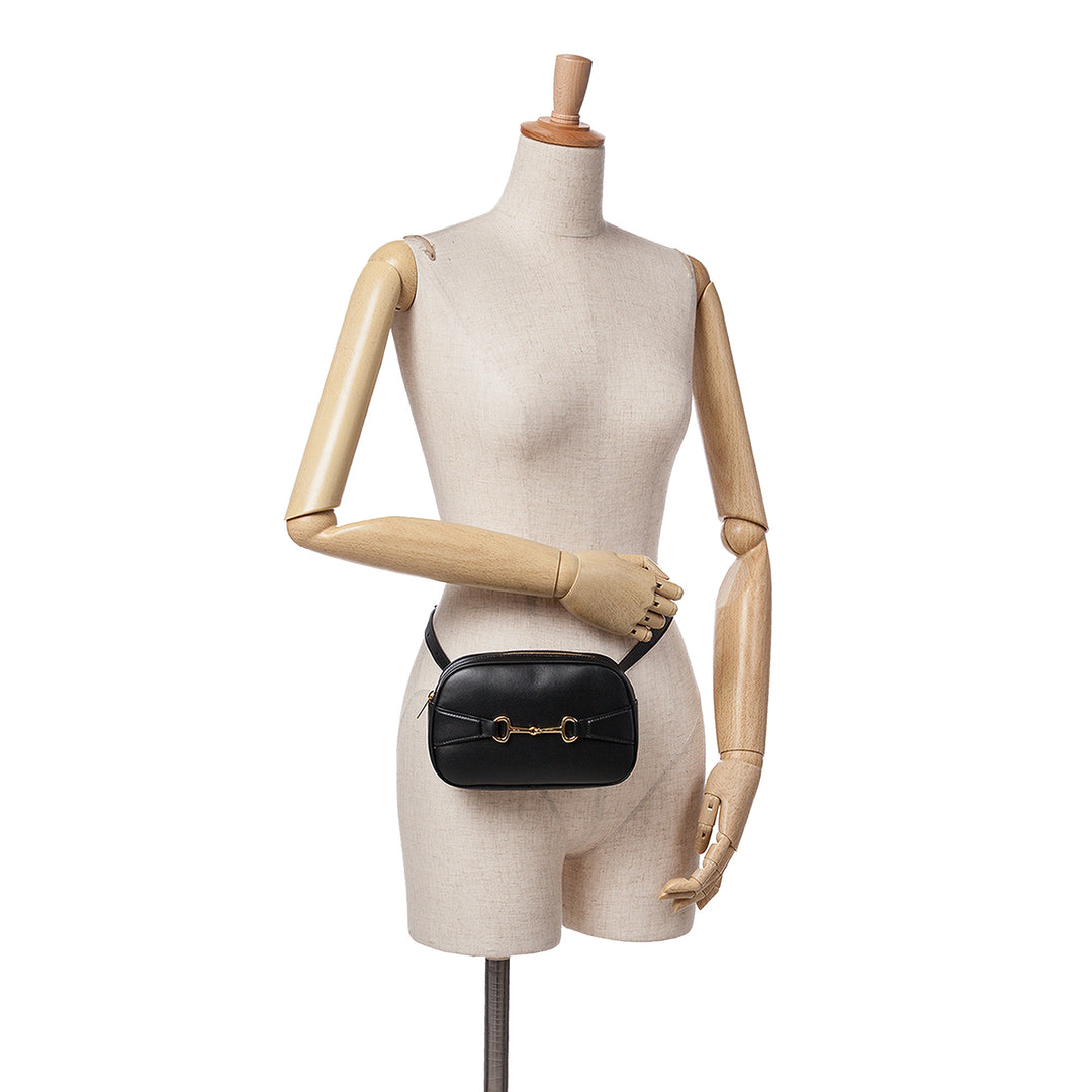 Leather Crecy Belt Bag Black - Gaby Paris