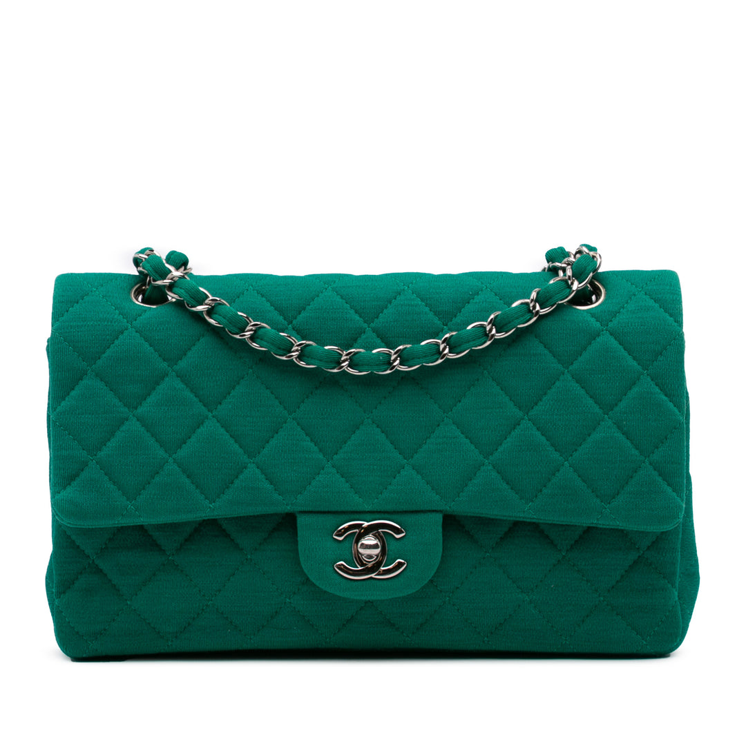 Medium Classic Jersey Double Flap Green - Gaby Paris