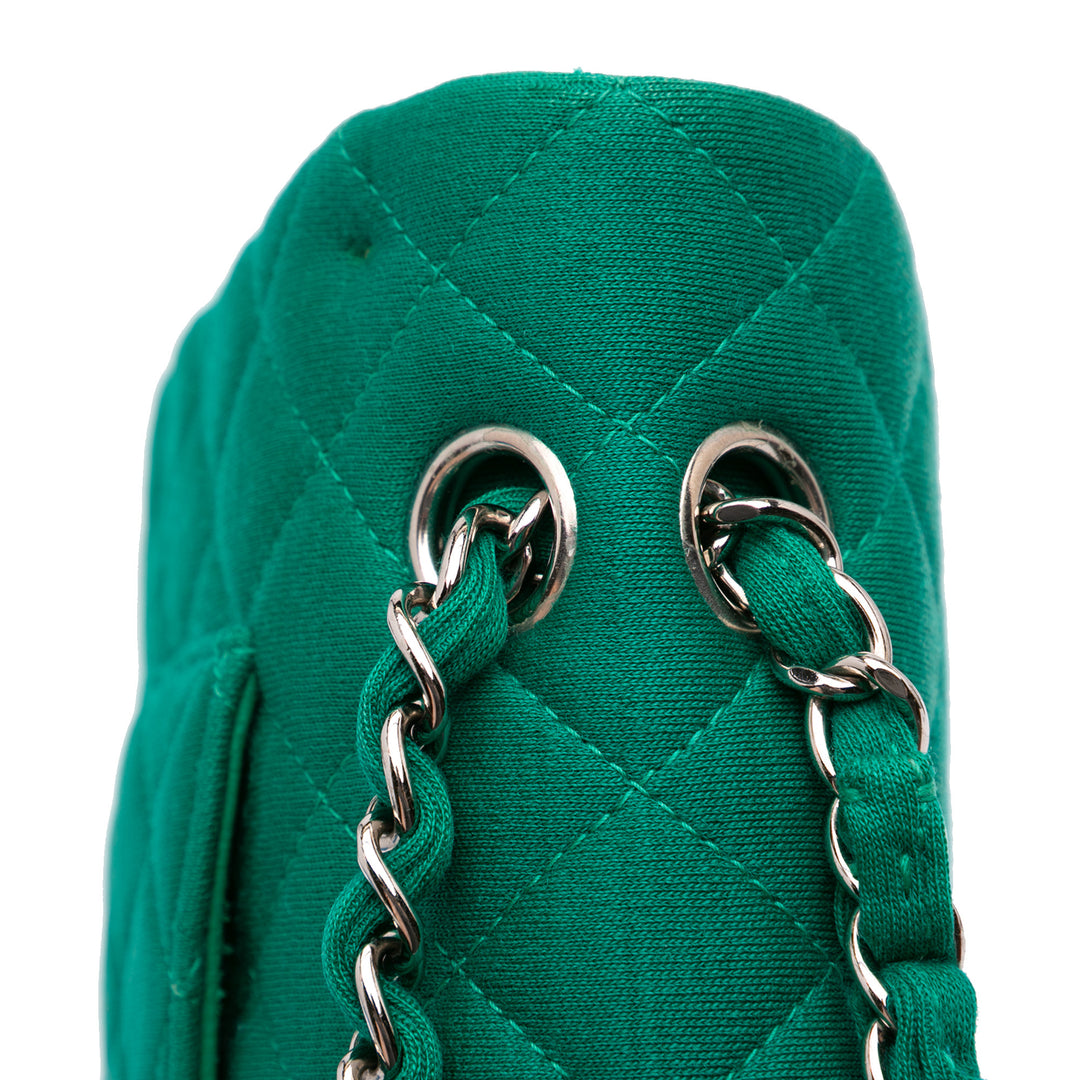 Medium Classic Jersey Double Flap Green - Gaby Paris
