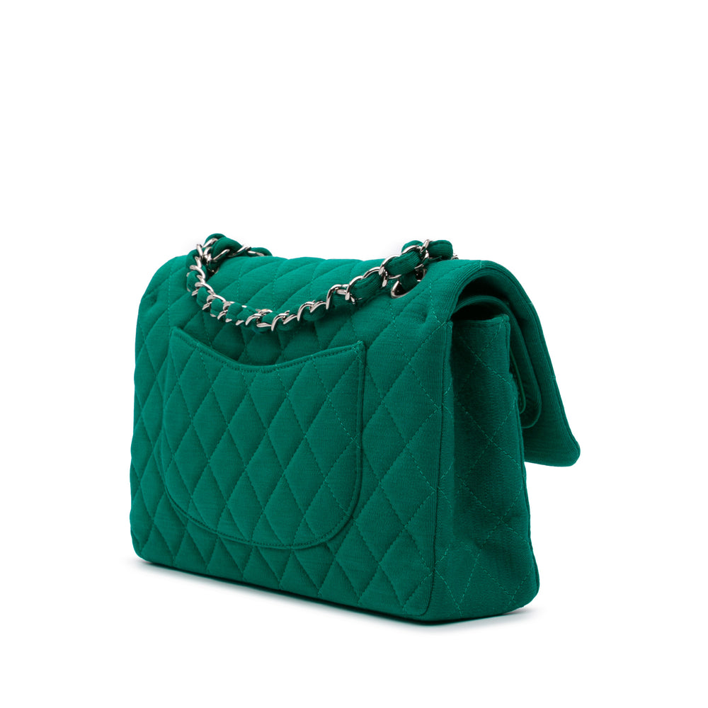 Medium Classic Jersey Double Flap Green - Gaby Paris