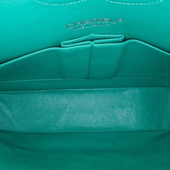 Medium Classic Jersey Double Flap Green - Gaby Paris