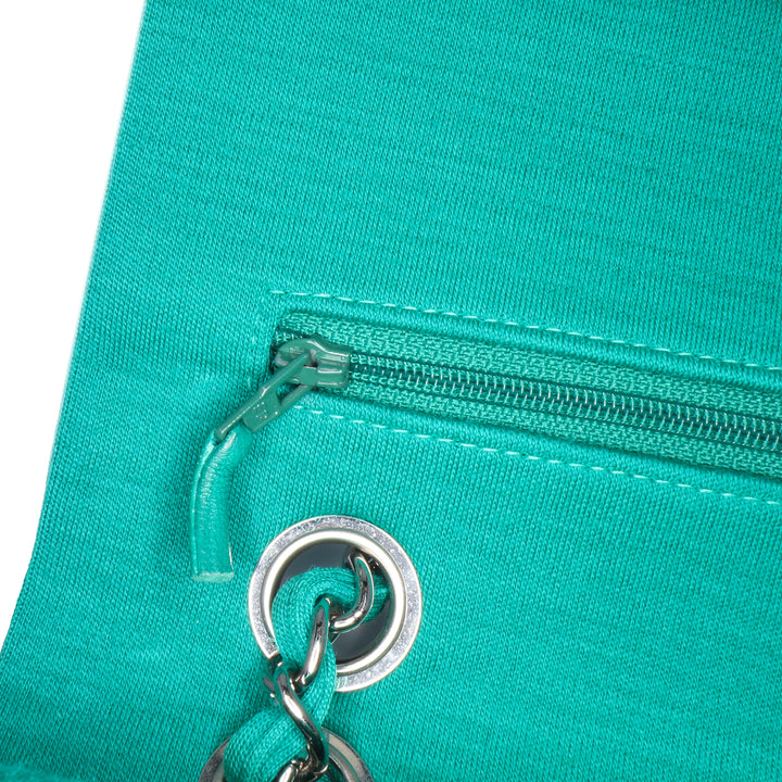 Medium Classic Jersey Double Flap Green - Gaby Paris