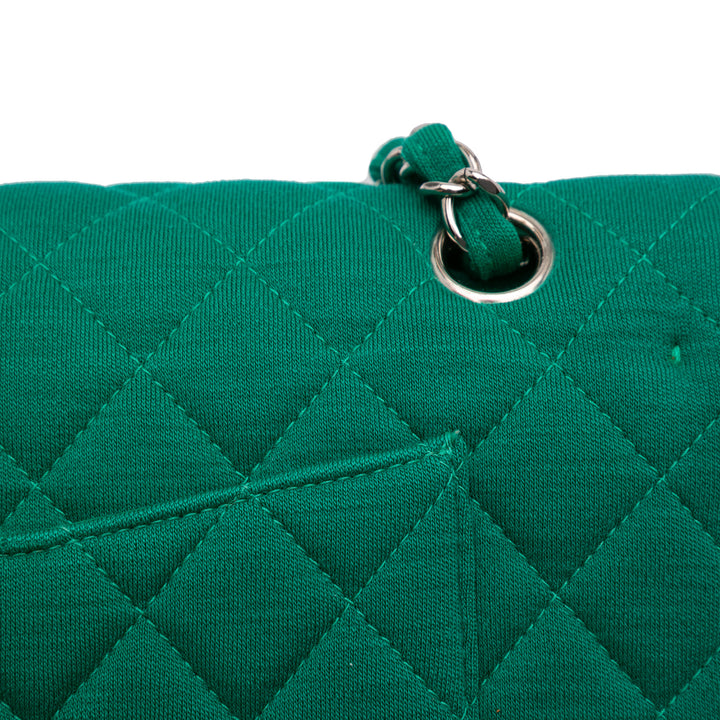 Medium Classic Jersey Double Flap Green - Gaby Paris