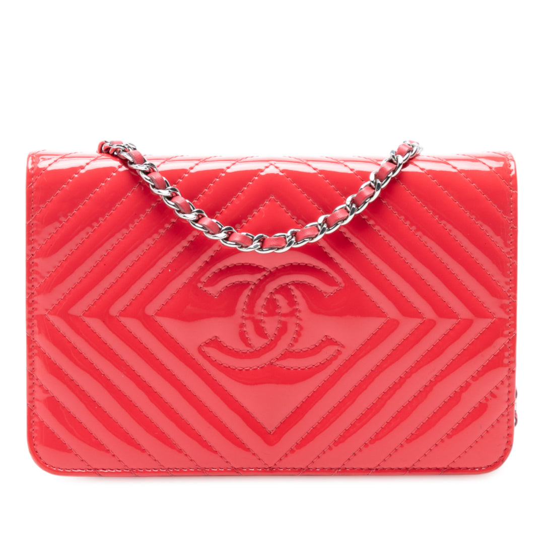 Chanel CC Diamond Matelassé Wallet on Chain Cuir