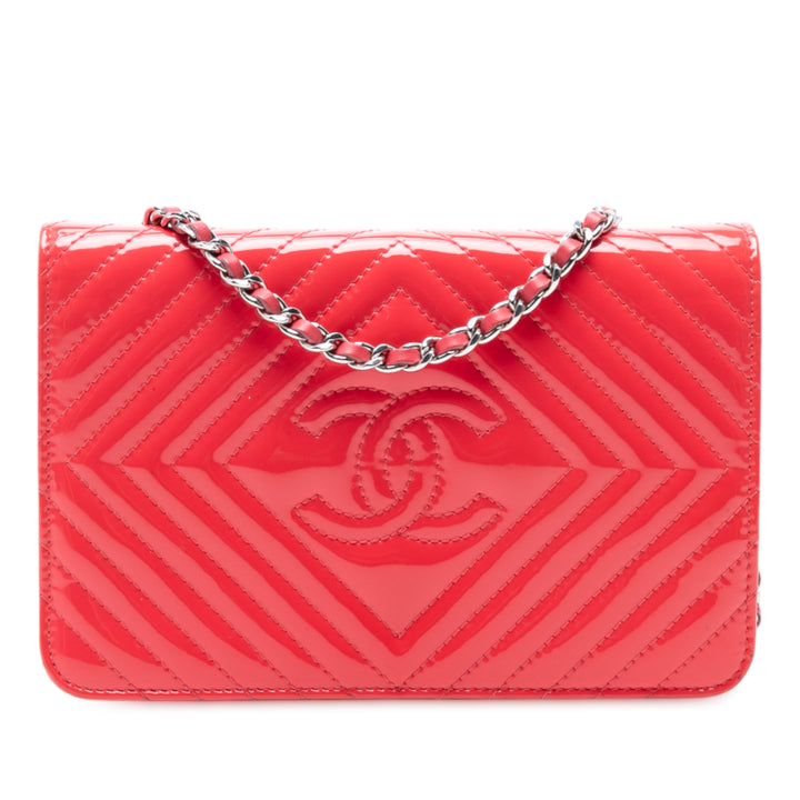 Chanel CC Diamond Matelassé Wallet on Chain Cuir
