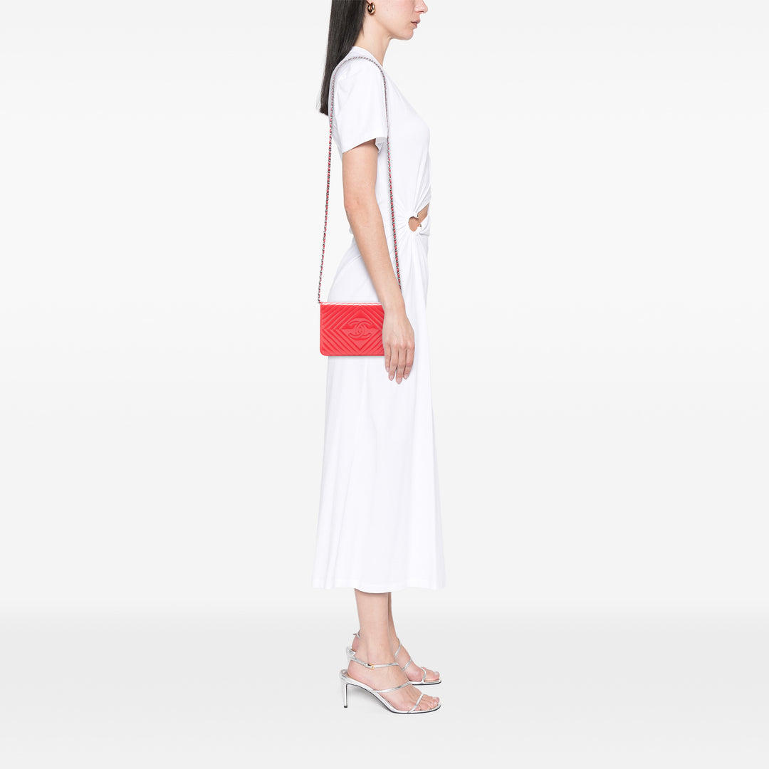 Chanel CC Diamond Matelassé Wallet on Chain Cuir