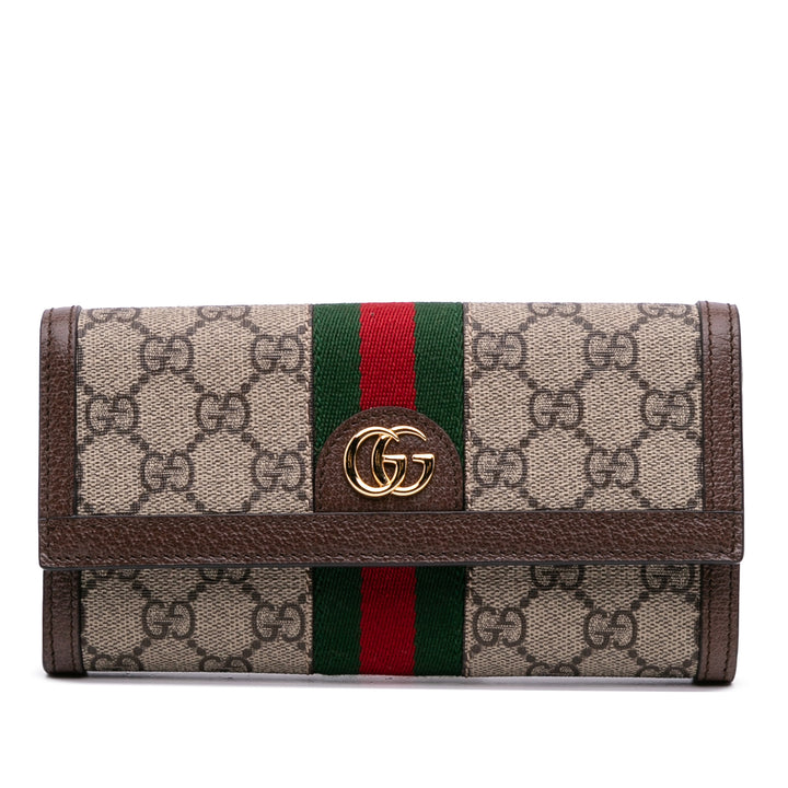 Gucci GG Supreme Web Ophidia Continental Wallet Marron