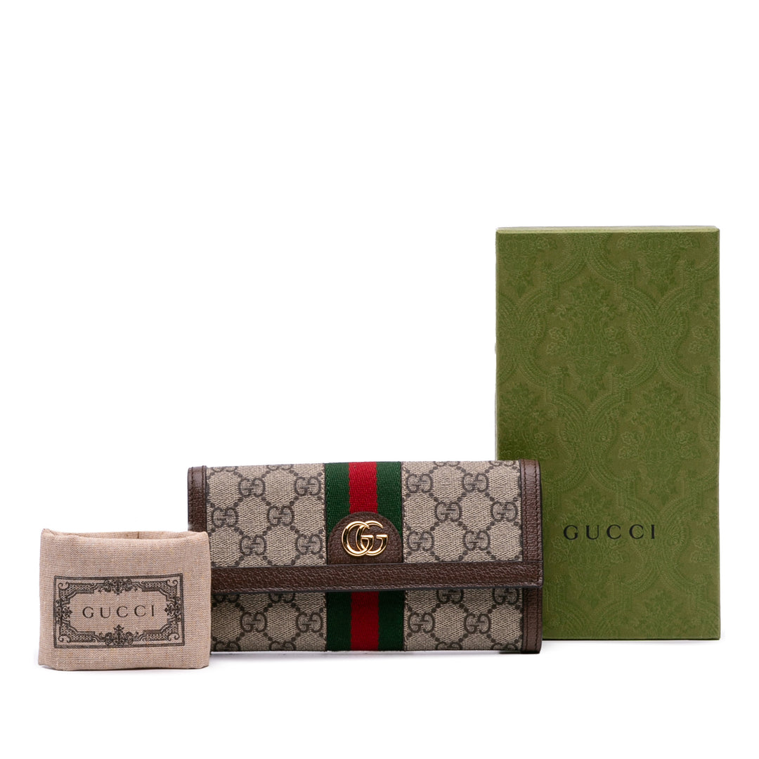 Gucci GG Supreme Web Ophidia Continental Wallet Marron