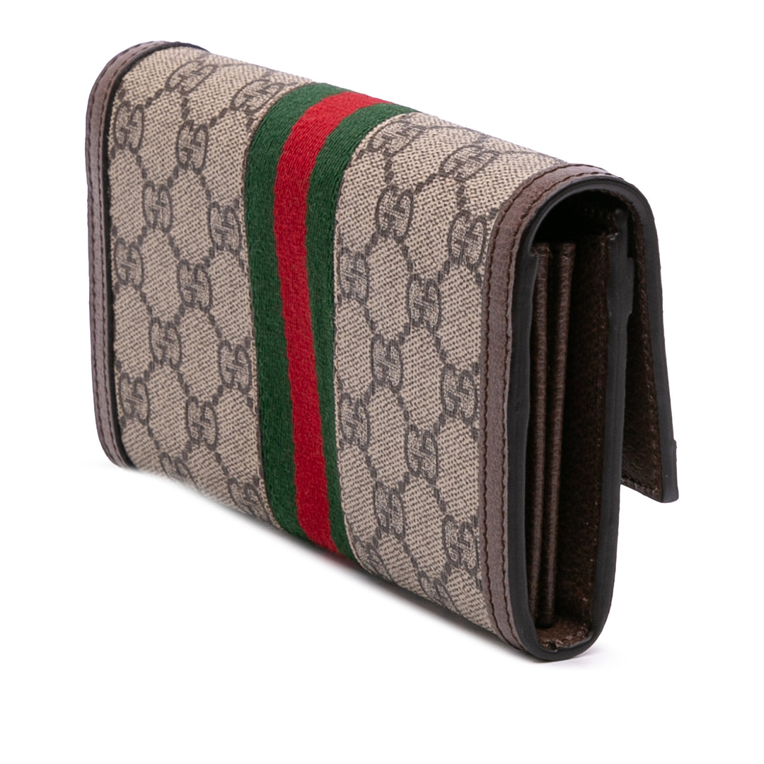 Gucci GG Supreme Web Ophidia Continental Wallet Marron