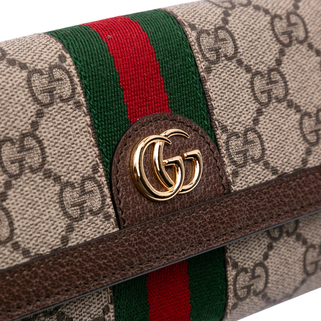 Gucci GG Supreme Web Ophidia Continental Wallet Marron