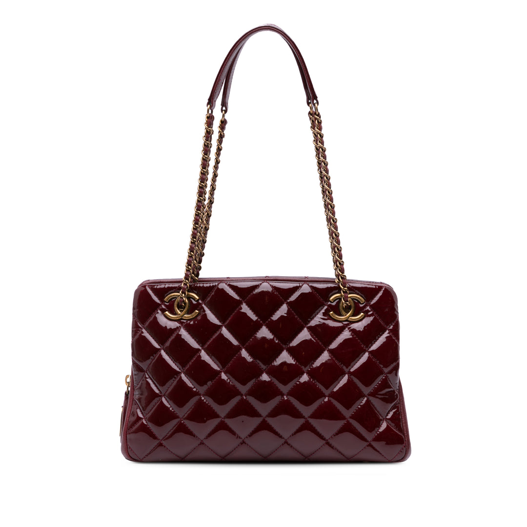 Paris Salzburg Small Patent and Goatskin CC Eyelet Tote Red - Gaby Paris