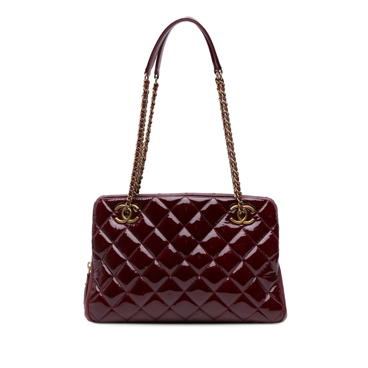 Paris Salzburg Small Patent and Goatskin CC Eyelet Tote Red - Gaby Paris