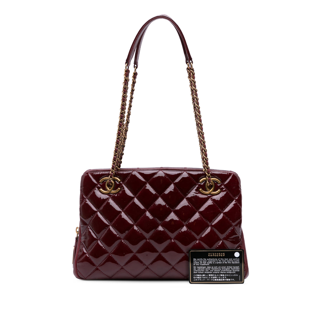 Paris Salzburg Small Patent and Goatskin CC Eyelet Tote Red - Gaby Paris