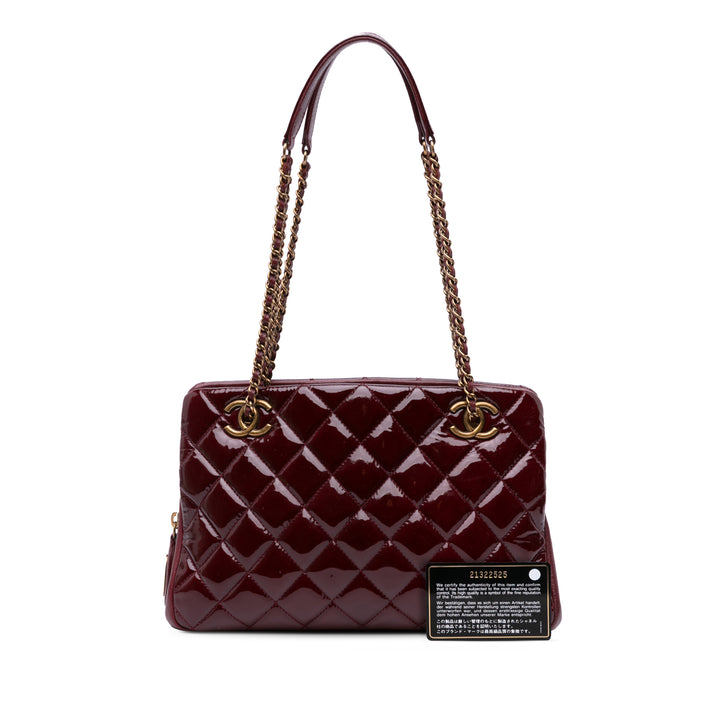 Paris Salzburg Small Patent and Goatskin CC Eyelet Tote Red - Gaby Paris