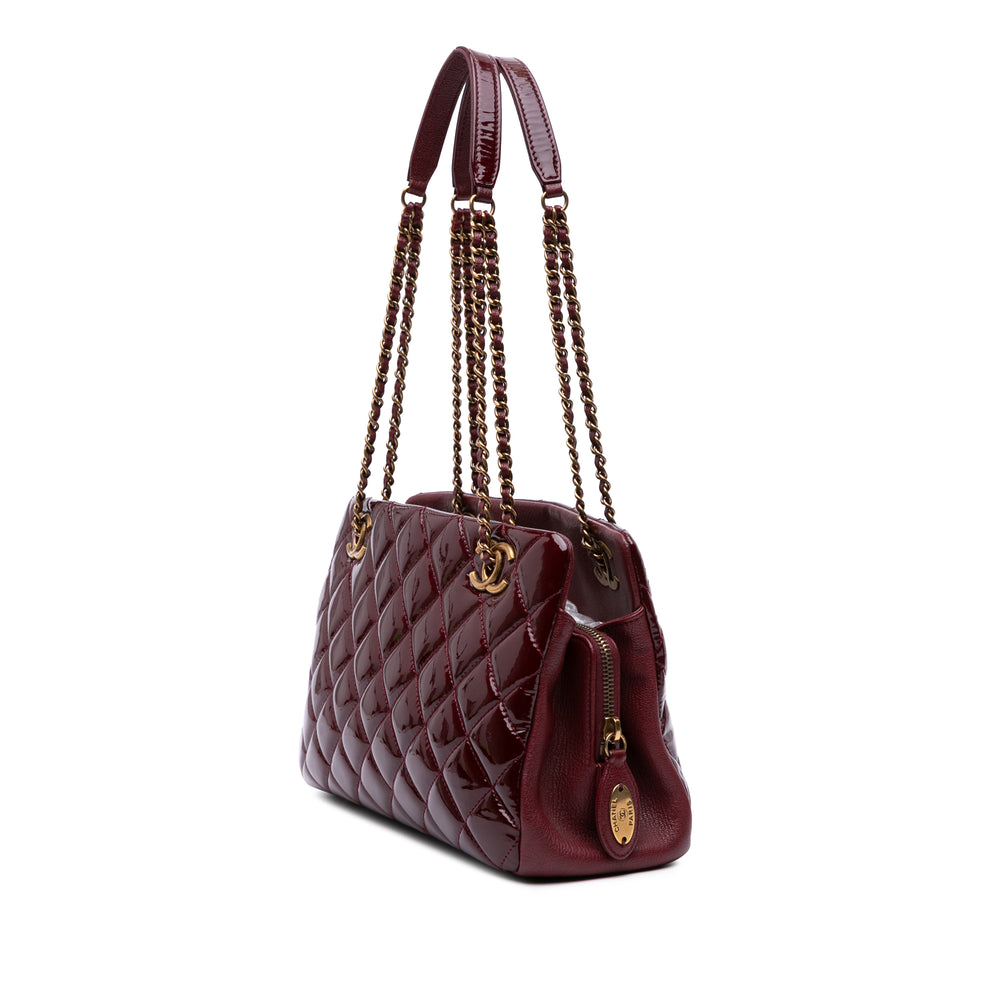 Paris Salzburg Small Patent and Goatskin CC Eyelet Tote Red - Gaby Paris
