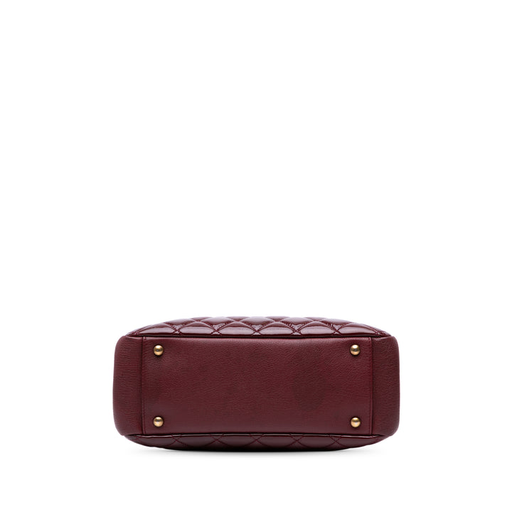 Paris Salzburg Small Patent and Goatskin CC Eyelet Tote Red - Gaby Paris
