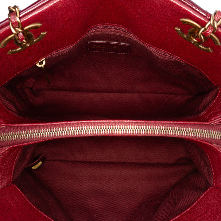 Paris Salzburg Small Patent and Goatskin CC Eyelet Tote Red - Gaby Paris