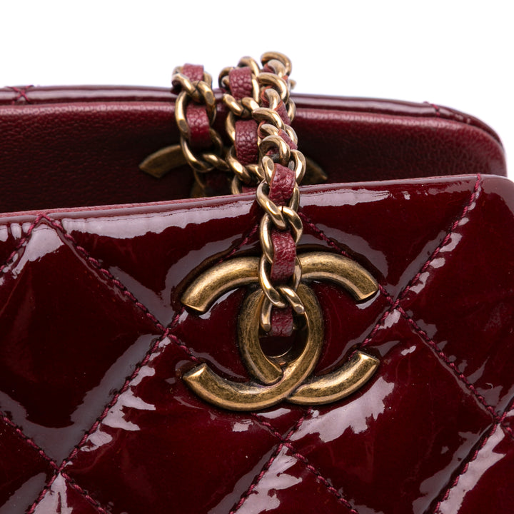 Paris Salzburg Small Patent and Goatskin CC Eyelet Tote Red - Gaby Paris
