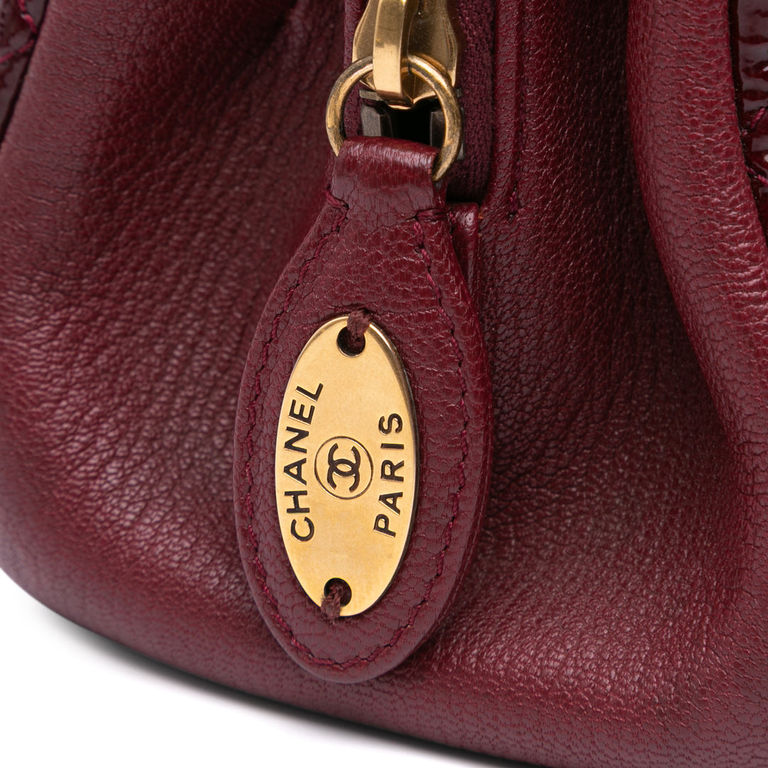 Paris Salzburg Small Patent and Goatskin CC Eyelet Tote Red - Gaby Paris