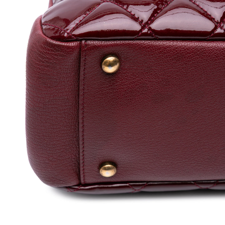 Paris Salzburg Small Patent and Goatskin CC Eyelet Tote Red - Gaby Paris
