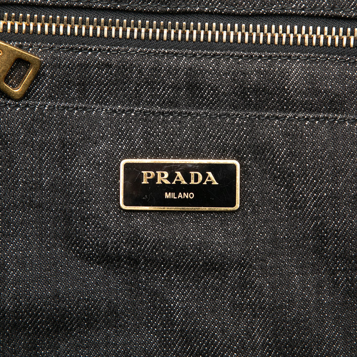 Prada Cabas Canapa Logo Jean Noir – vue 5 – GABY PARIS