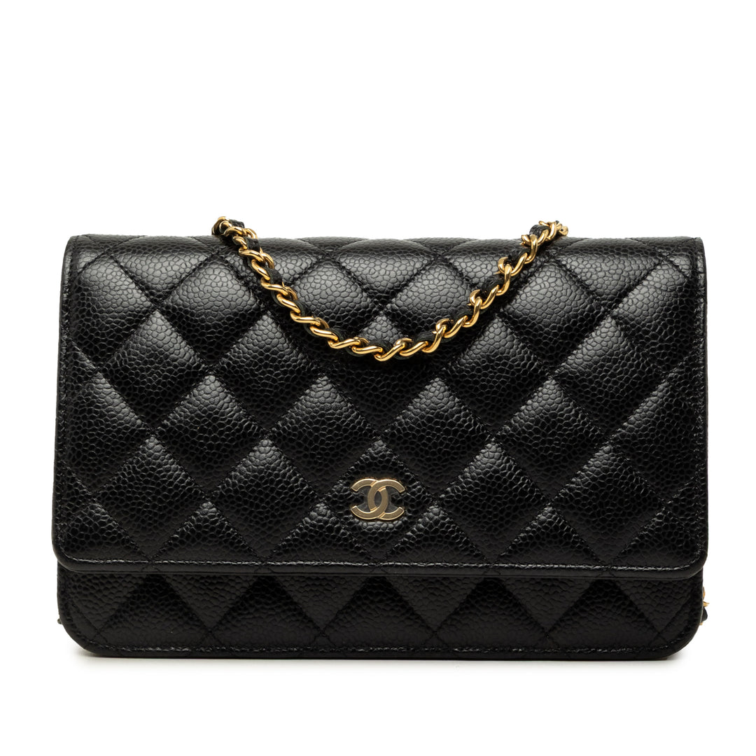 Chanel CC Matelassé Wallet on Chain Cuir caviar Noir – vue principale – GABY PARIS